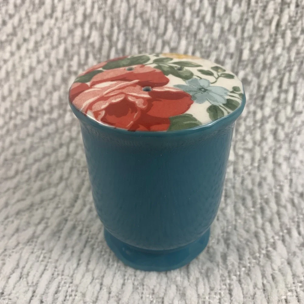 The Pioneer Woman Vintage Floral Stoneware Teal‎ Pepper Shaker Replacement NEW